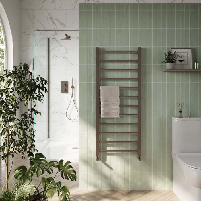 Scudo Vibe Towel Rail, 1200 x 500 — Brushed Brass
