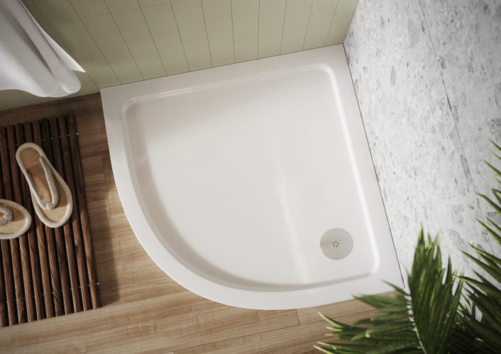 Scudo Eco-Stone Quadrant Shower Tray, 30mm, White — 800 x 800mm
