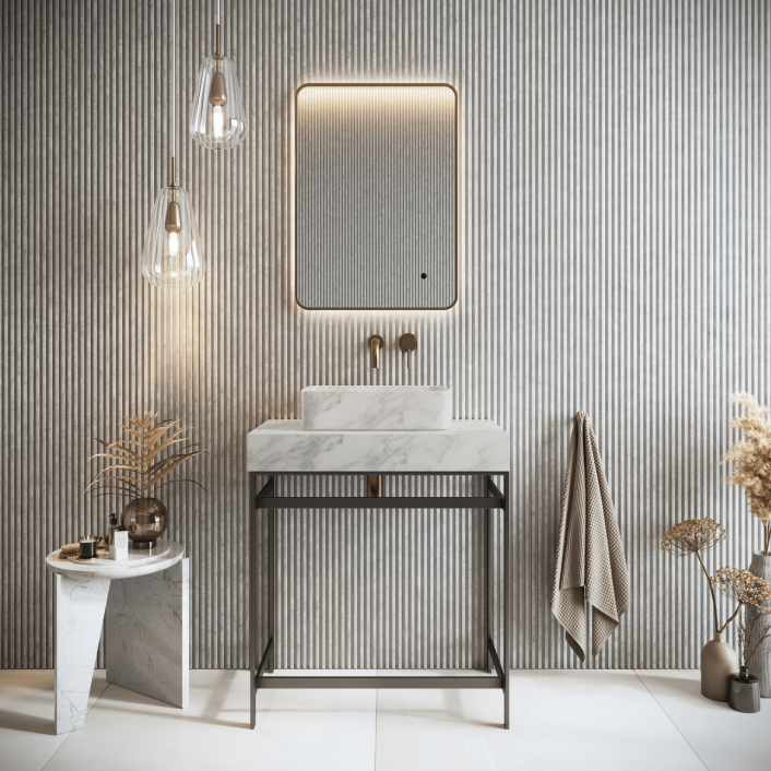 Scudo Élan Aurelia Wall Basin – A. White Marble 300x250x100mm
