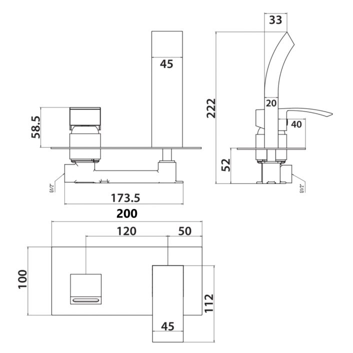 Scudo Descent Wall Mounted Basin Mixer, Matt Black