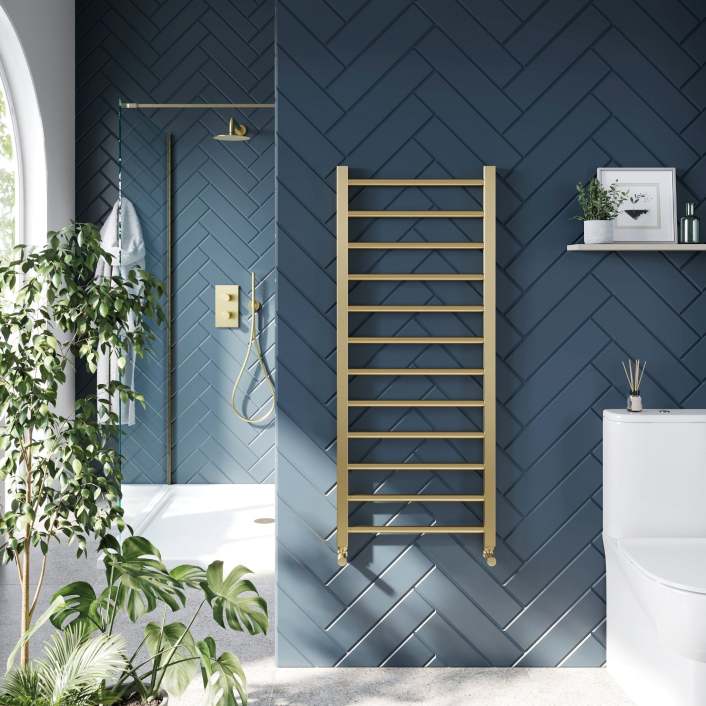 Scudo Vibe Towel Rail, 1200 x 500 — Brushed Brass