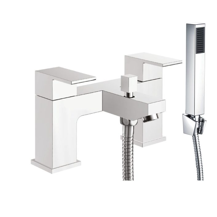 Scudo Lanza Bath Shower Mixer, Chrome, with Shower Kit & Wall Bracket