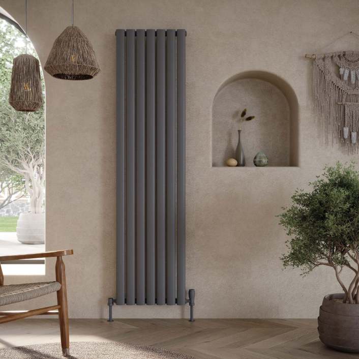 Scudo Apex Designer Radiator, Double Panel, 1800 x 236mm — Anthracite