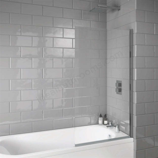Scudo S6 Square Edge Bath Screen, 6mm, Chrome — 1400 x 800mm