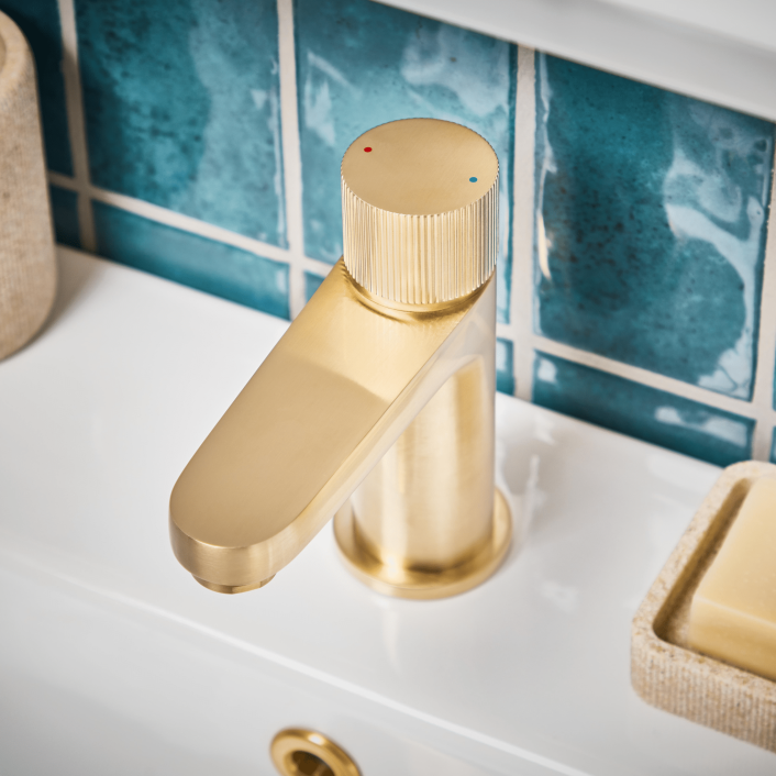 Scudo Koko Mono Basin Mixer, Brushed Brass