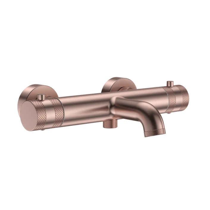 Scudo Core Thermostatic Bath Shower Mixer, 2 Outlet, Brushed Bronze