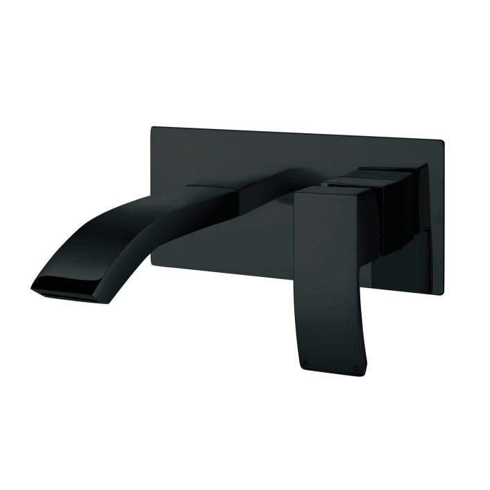 Scudo Descent Wall Mounted Basin Mixer, Matt Black