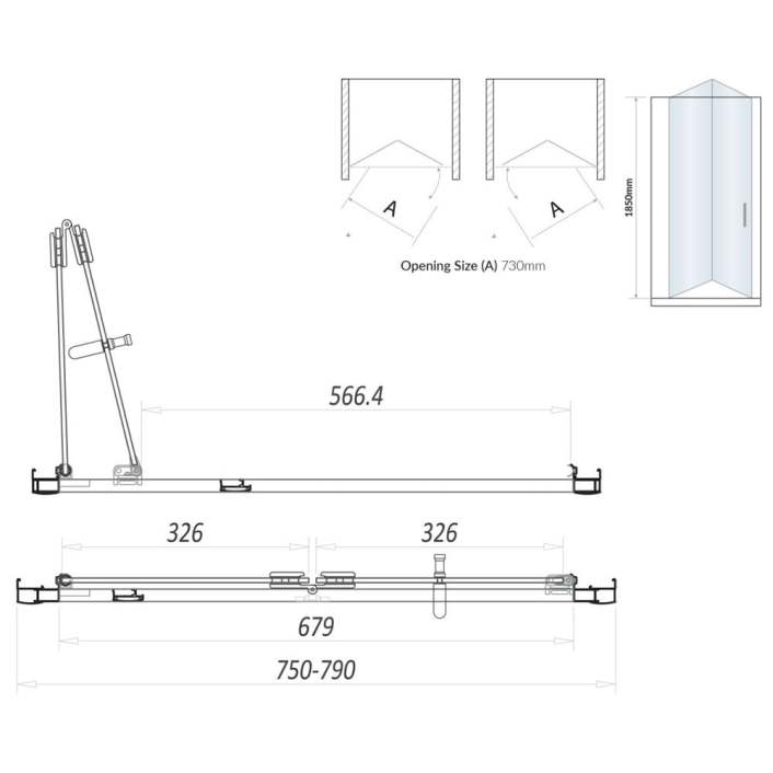 Scudo S6 Bifold Semi-Frameless Shower Door, 6mm, Chrome — 800mm