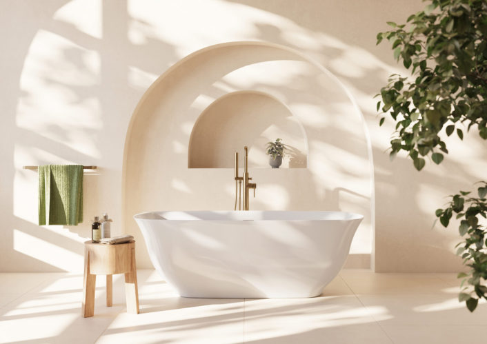 Scudo Coral Freestanding Bath, White — 1700 x 750mm