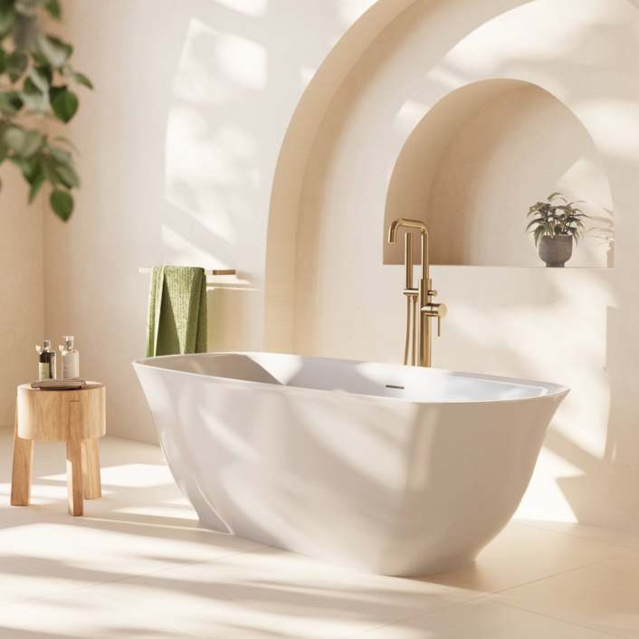 Scudo Coral Freestanding Bath, White — 1700 x 750mm