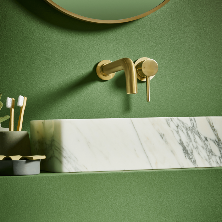 Scudo Core Wall Mounted Basin Tap & Filler, Brushed Bronze