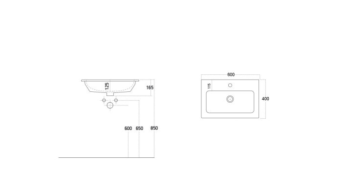 Scudo Alfie Basin — 600mm
