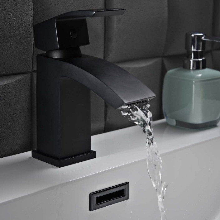 Descent Mono Basin Mixer with Push Waste Black