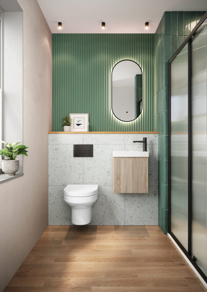 Scudo Linea Cloakroom Vanity Unit, Sonoma Oak — 394 x 217 x 400mm