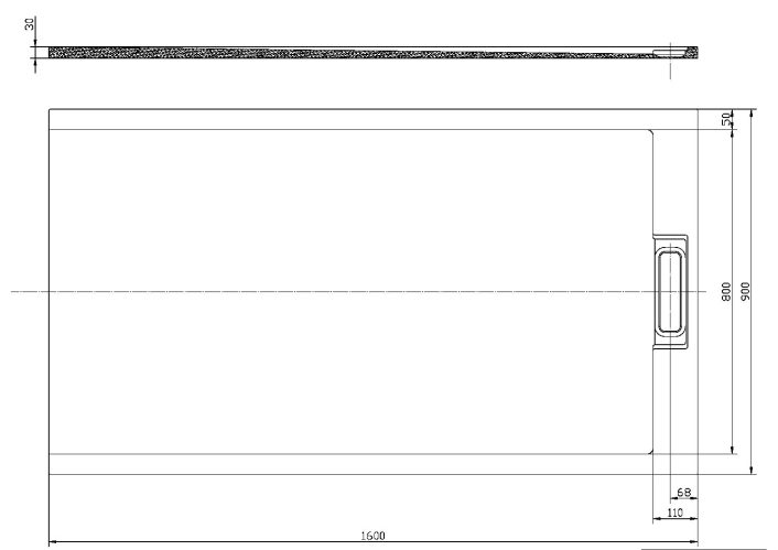 Scudo Ashlar Rectangular Shower Tray, Slate Effect, 30mm, Matte White — 1600 x 900mm