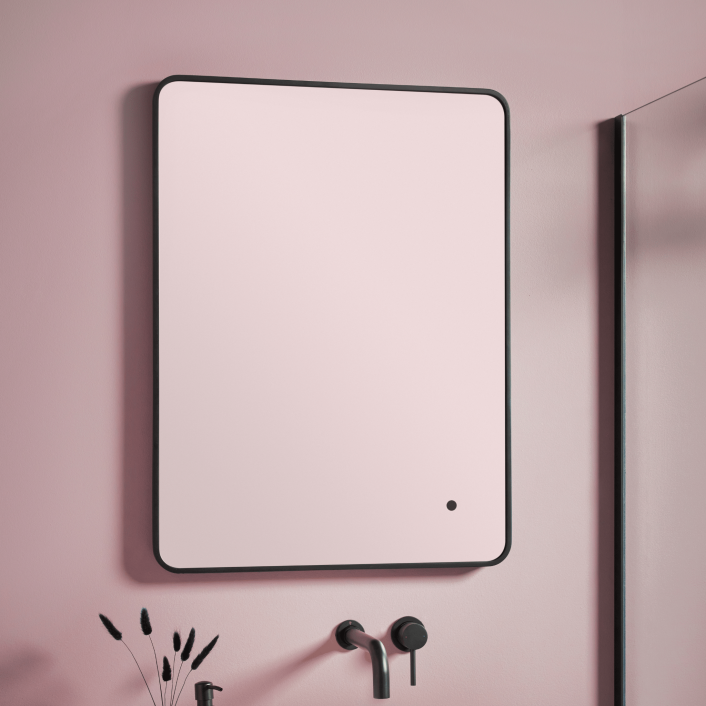 Scudo Soft Square LED Mirror, 600 x 800mm — Brushed Brass Frame