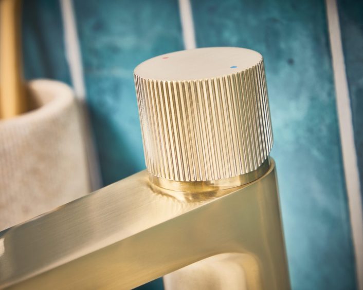 Scudo Koko Mono Basin Mixer, Brushed Brass