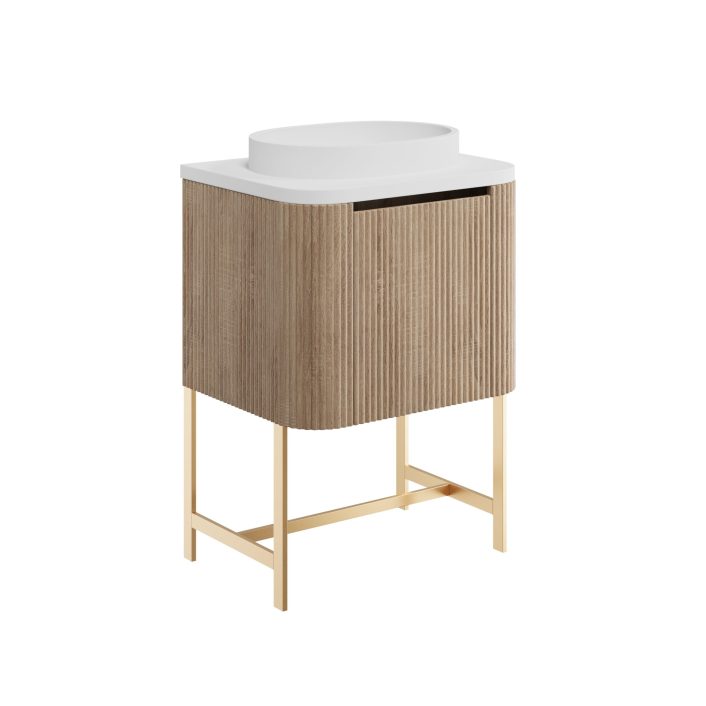 Scudo Linea Curve Brushed Brass Frame — 600mm