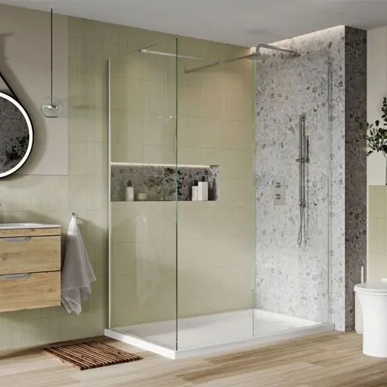 Scudo S8 Wetroom Panel, 8mm, Chrome — 760mm