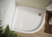 Scudo Eco-Stone Offset Quadrant Shower Tray, Right Hand, 30mm, White — 1200 x 800mm