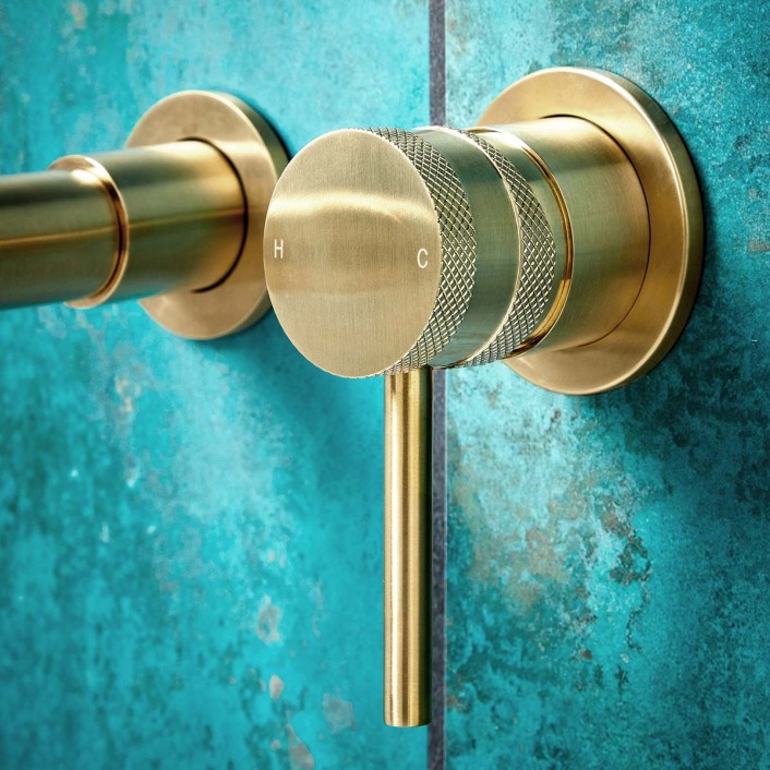 Scudo Core Wall Mounted Basin Tap & Filler, Brushed Brass