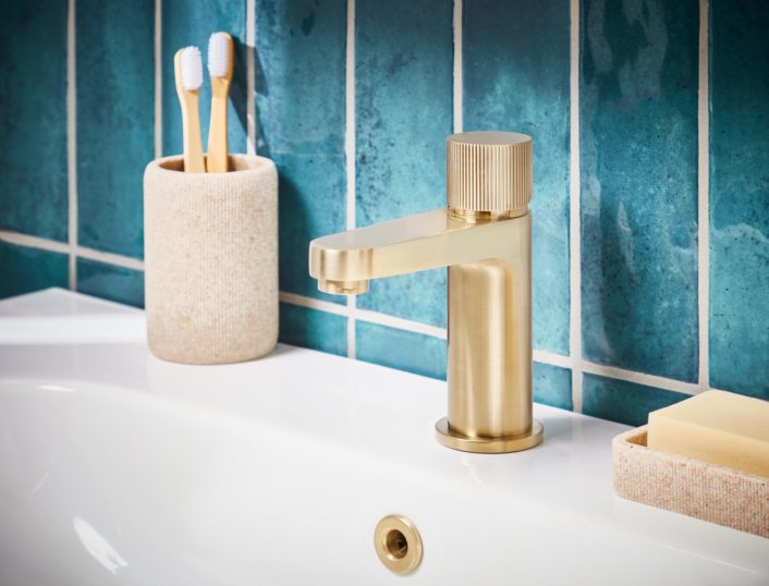 Scudo Koko Mono Basin Mixer, Brushed Brass