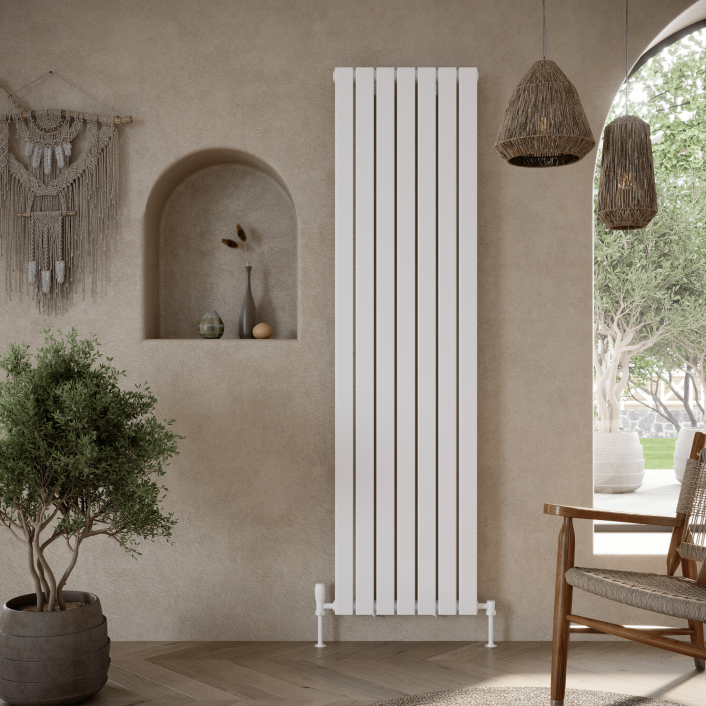Scudo Bravo Designer Radiator, Single Panel, 1800 x 408mm — White