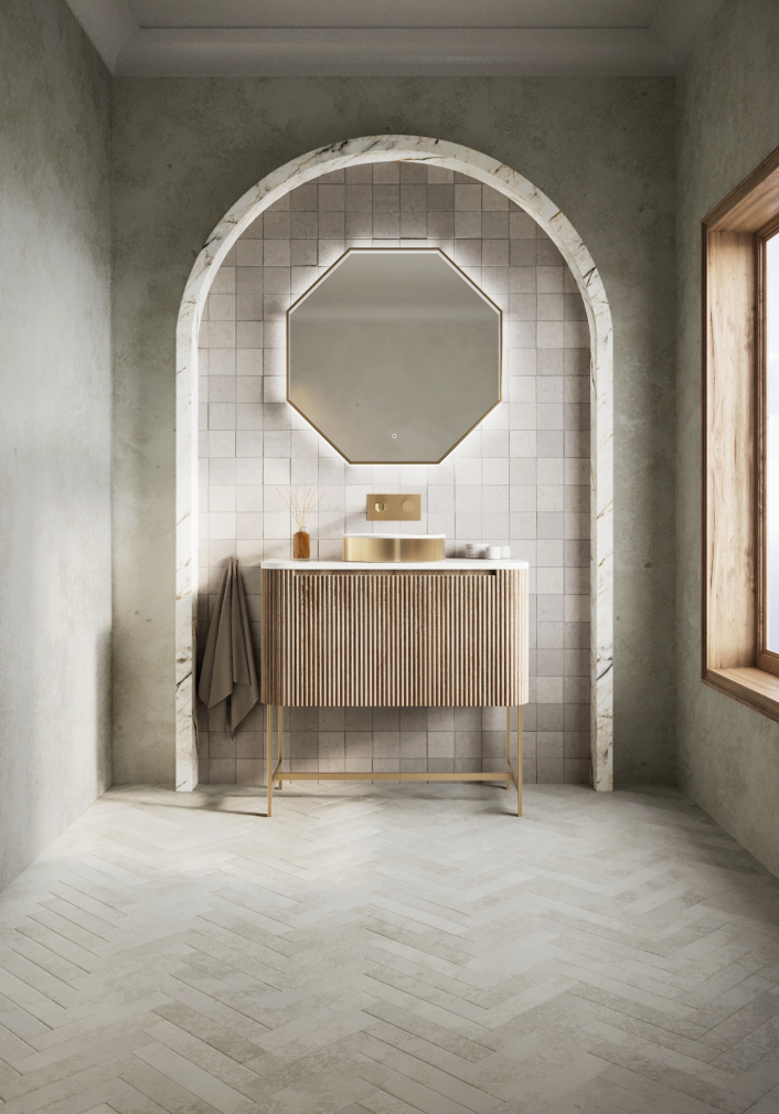 Scudo Linea Curve Countertop, Matt White — 900mm