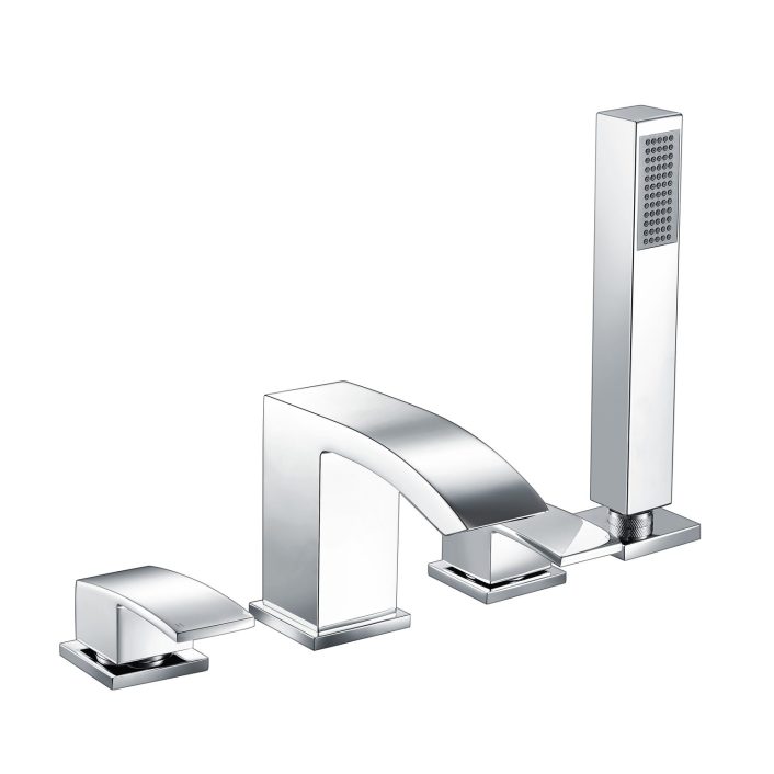 Scudo Descent 4 Hole Deck Mounted Bath Shower Mixer with Diverter, Chrome