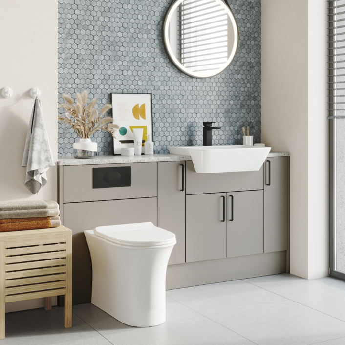 Scudo Deia 455mm Rimless Comfort Height Back to Wall WC Pan