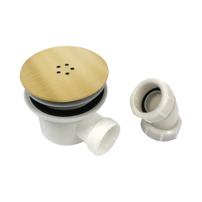 Scudo Fast Flow Shower Tray Waste, 90mm, Brushed Brass