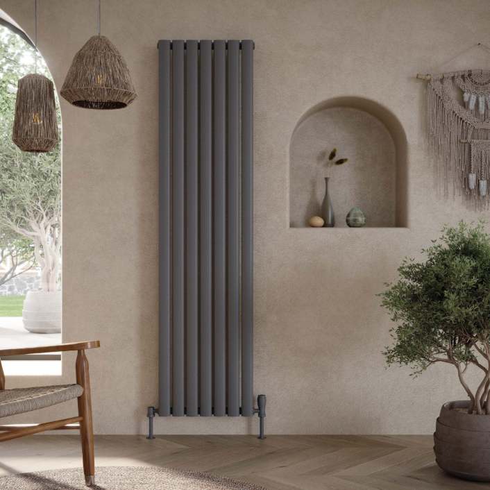 Scudo Apex Designer Radiator, Double Panel, 1800 x 295mm — Anthracite