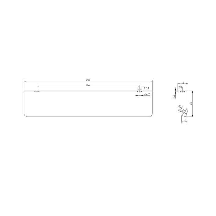 Scudo Aldwyn Flat Handle, Black — 200mm