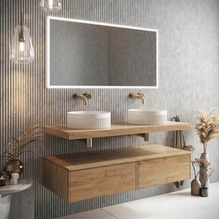 Scudo Shelph Basin Shelf, Davos Oak, Shelf Only — 1200mm