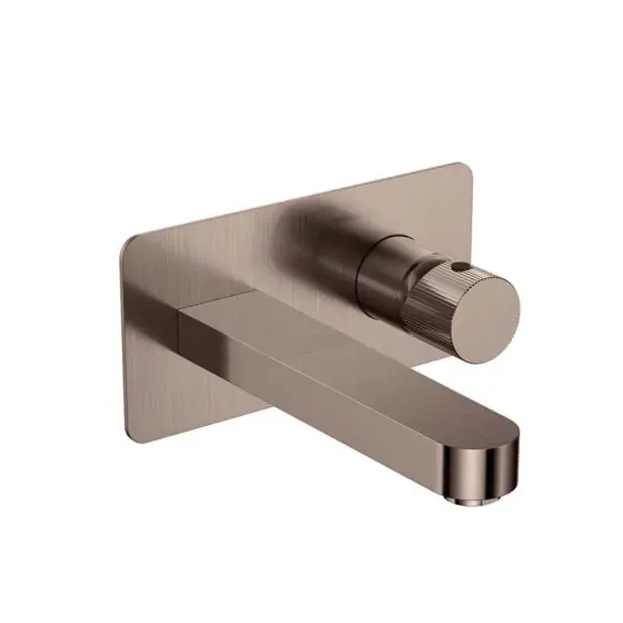 Scudo Koko Wall Mounted Basin Mixer, Brushed Bronze