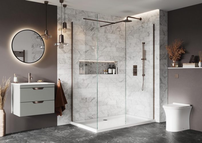 Scudo S8 Wetroom Joining Piece, Brushed Bronze
