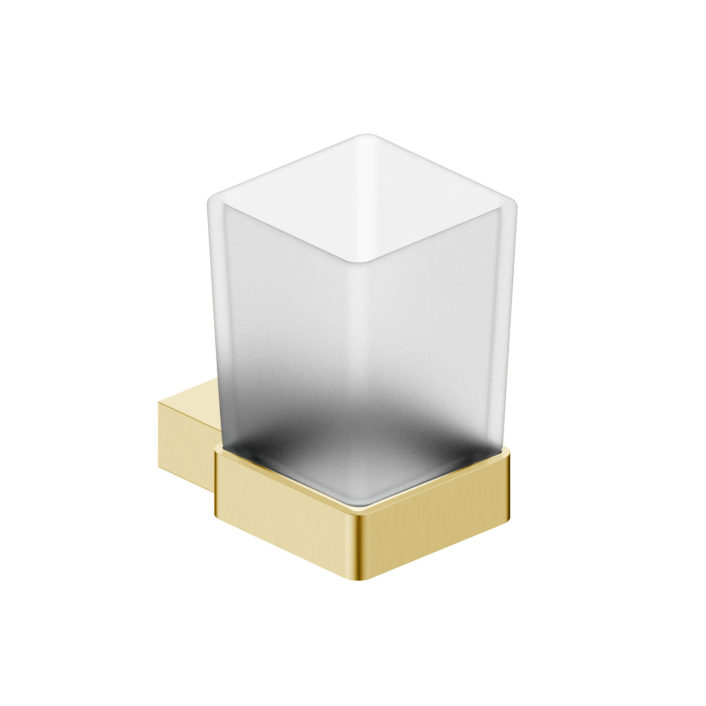 Scudo Auric Tumbler Holder, Brushed Brass