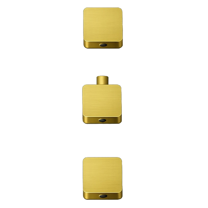 Scudo Rainford Soft Square Handle Set, 1 Temperature & 2 Flow Controls, Brushed Brass