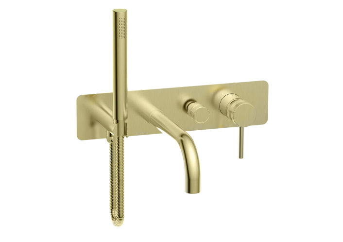 Scudo Core Wall Mounted Bath Shower Mixer, Brushed Brass