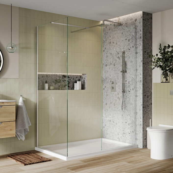 Scudo S8 Wetroom Panel, 8mm, Chrome — 600mm