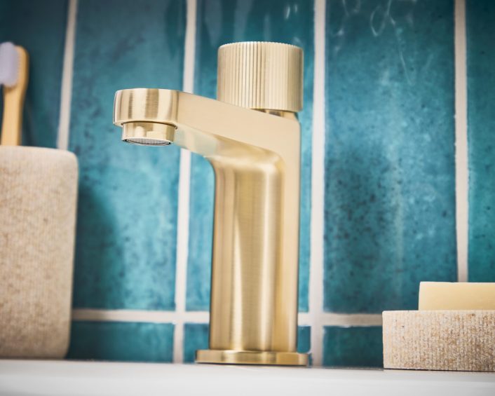 Scudo Koko Mono Basin Mixer, Brushed Brass