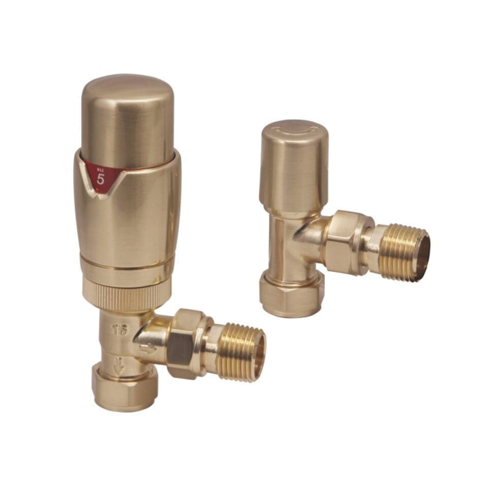 Scudo Designer Twin Pack Thermostatic Radiator Valve, Angled, Anthracite