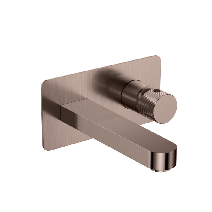 Scudo Koko Wall Mounted Basin Mixer, Brushed Bronze