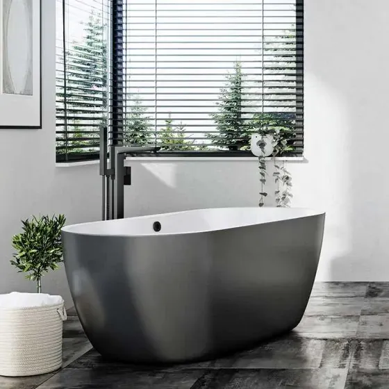 Scudo Muro Freestanding Bath Shower Mixer, Matt Black