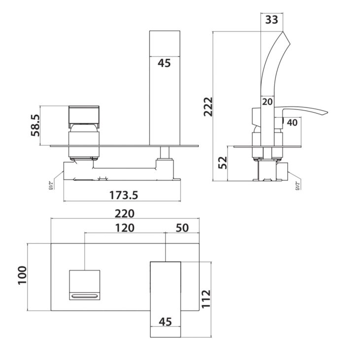 Scudo Descent Wall Mounted Basin Mixer, Chrome