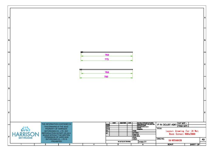 Scudo S8 Wetroom Panel, 8mm, Chrome — 800mm