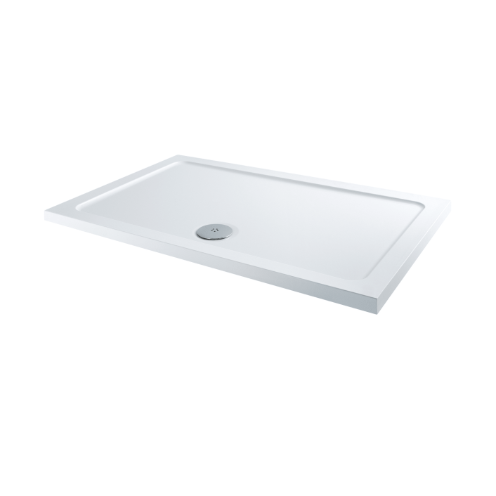 Scudo Eco-Stone Rectangular Shower Tray, 30mm, White — 1200 x 700mm