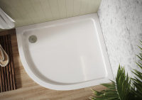 Scudo Eco-Stone Offset Quadrant Shower Tray, Left Hand, 30mm, White — 1000 x 800mm