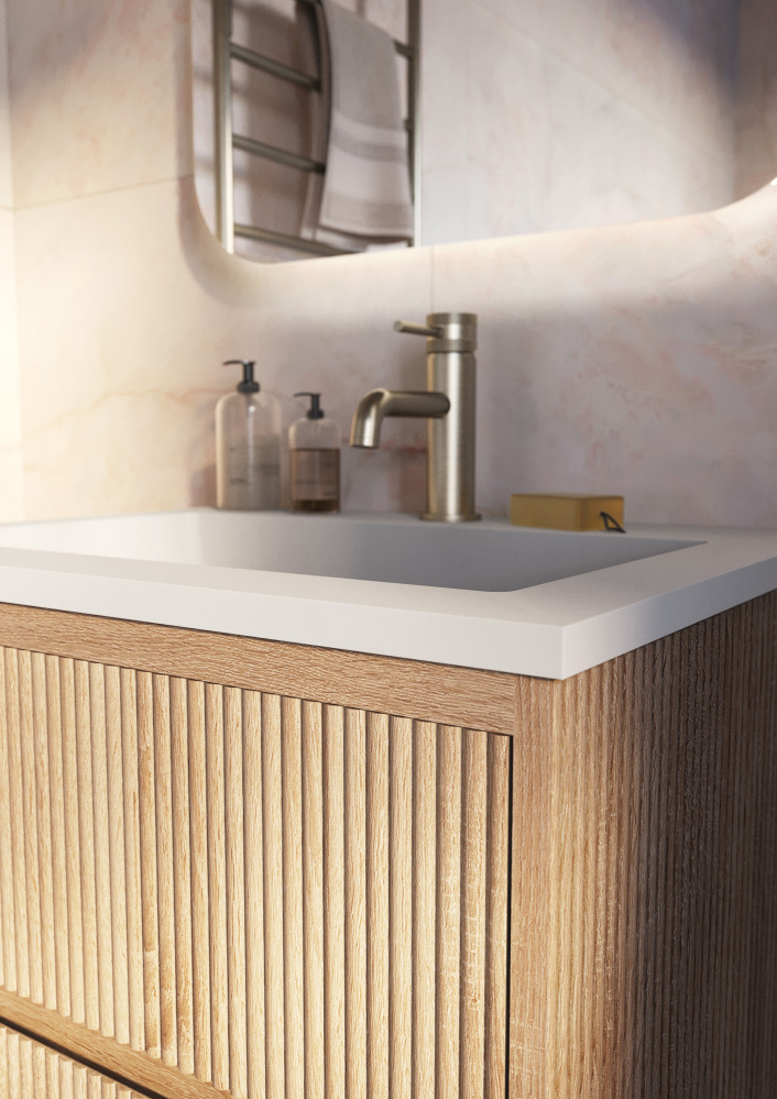 Scudo Linea Square Vanity Unit, Sonoma Oak — 590 x 475 x 480mm