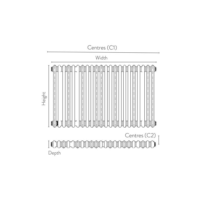 Scudo Foundry Column Radiator, 2 Column, 22 Sections, 600 x 1010mm — White